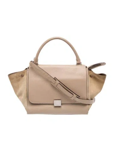 Pre-owned Celine Leather Trapeze Medium In Neutral