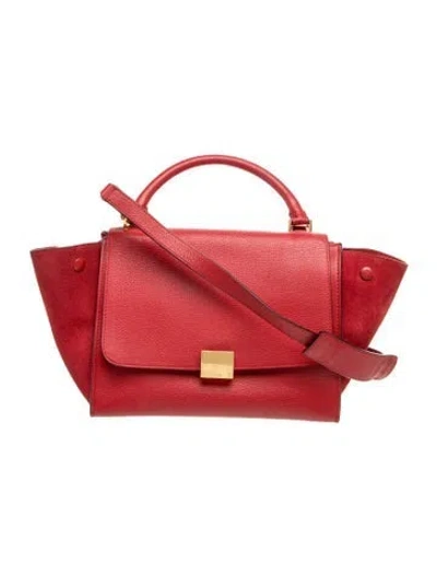 Pre-owned Celine Leather Trapeze Medium In Red