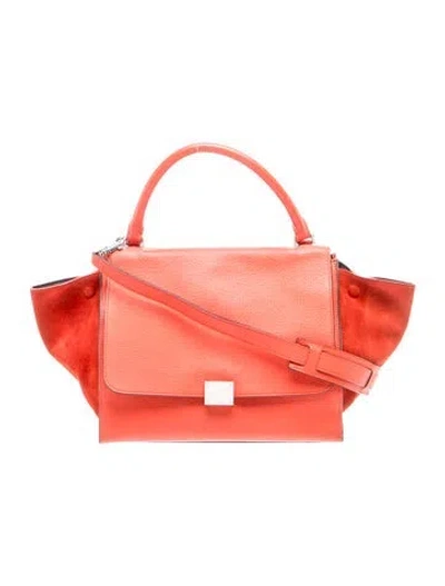 Pre-owned Celine Leather Trapeze Medium In Red