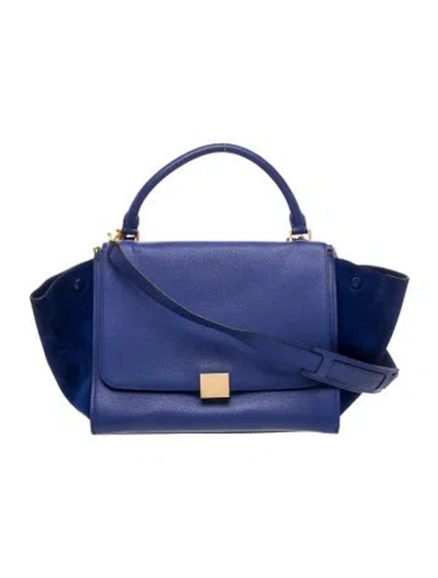 Pre-owned Celine Leather Trapeze Small In Blue