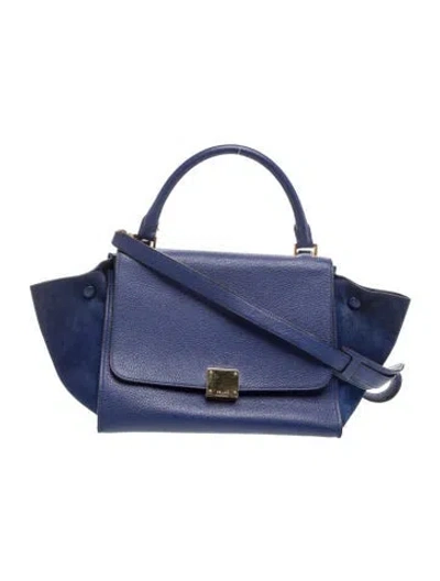 Pre-owned Celine Leather Trapeze Small In Blue