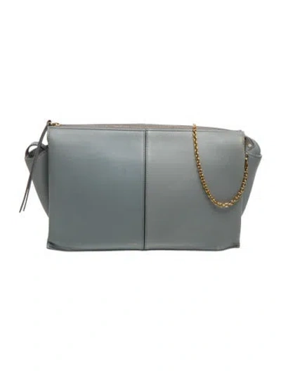Pre-owned Celine Leather Trifold Clutch In Blue