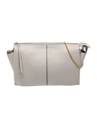 Pre-owned Celine Leather Trifold Clutch In Gray