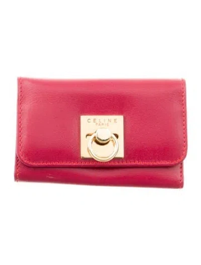 Pre-owned Celine Leather Trifold Wallet In Red