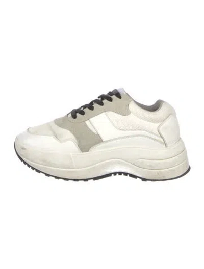 Pre-owned Celine Leather Trim Embellishment Chunky Sneakers In Neutral