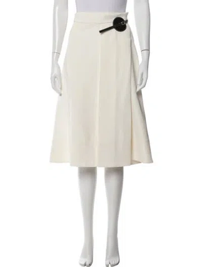 Pre-owned Celine Leather Trim Embellishment Midi Length Skirt In Neutral