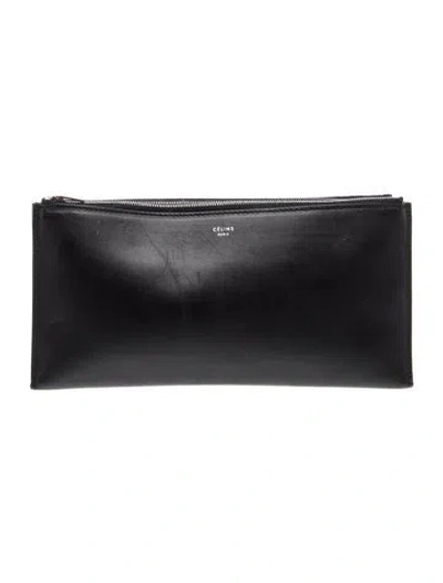Pre-owned Celine Leather Trio Clutch In Black