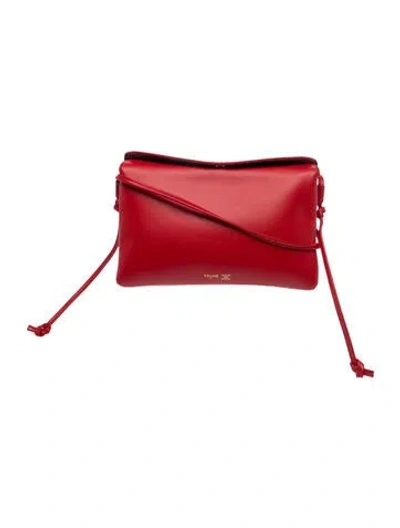 Pre-owned Celine Leather Trio Flap 2026 In Red