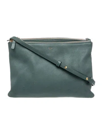 Pre-owned Celine Leather Trio Large In Green