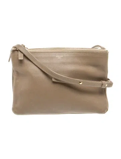 Pre-owned Celine Leather Trio Large In Neutral