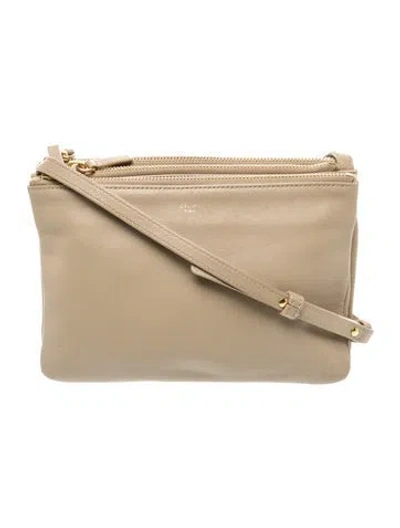 Pre-owned Celine Leather Trio Large In Neutral
