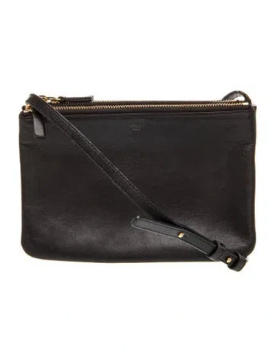 Pre-owned Celine Leather Trio Small In Black