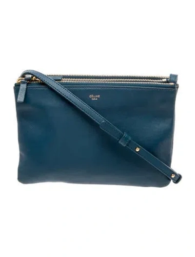 Pre-owned Celine Leather Trio Small In Blue