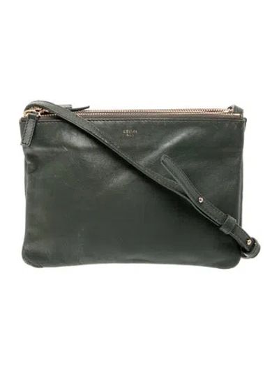 Pre-owned Celine Leather Trio Small In Green