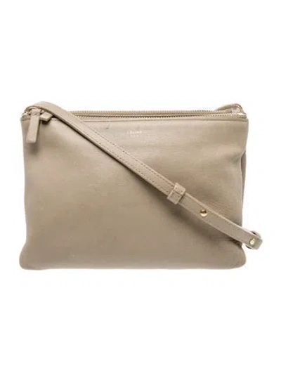 Pre-owned Celine Leather Trio Small In Neutral