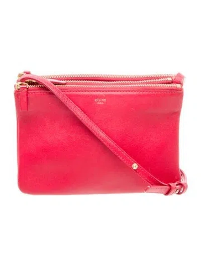 Pre-owned Celine Leather Trio Small In Red