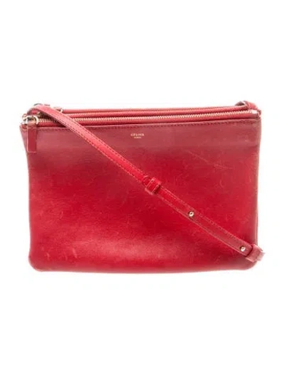 Pre-owned Celine Leather Trio Small In Red