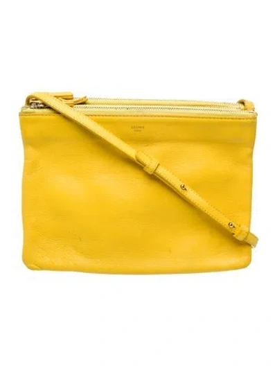 Pre-owned Celine Leather Trio Small In Yellow