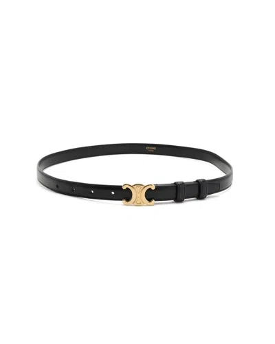 Celine Céline Leather Triomphe Belt, Size 75 In Black
