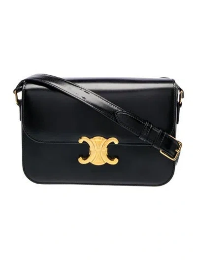Pre-owned Celine Leather Triomphe Classique In Black