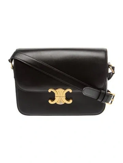 Pre-owned Celine Leather Triomphe Medium In Neutral