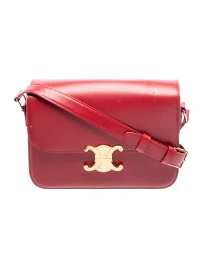 Pre-owned Celine Leather Triomphe Medium In Red