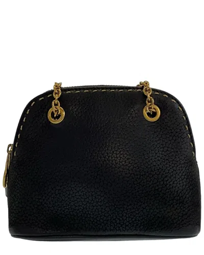 Celine Leather Triomphe Mini Shoulder Bag (authentic Pre-loved) In Black