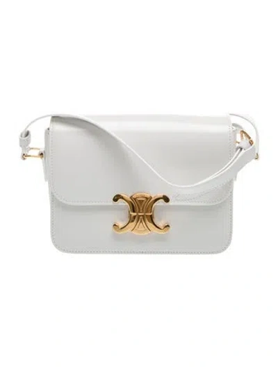 Pre-owned Celine Leather Triomphe Teen 2023 In White
