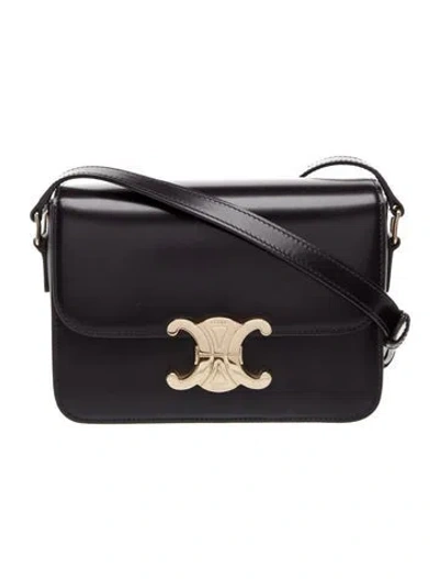 Pre-owned Celine Leather Triomphe Teen In Black