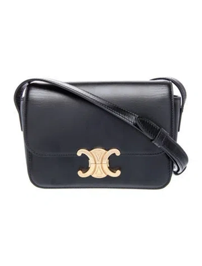 Pre-owned Celine Leather Triomphe Teen In Black