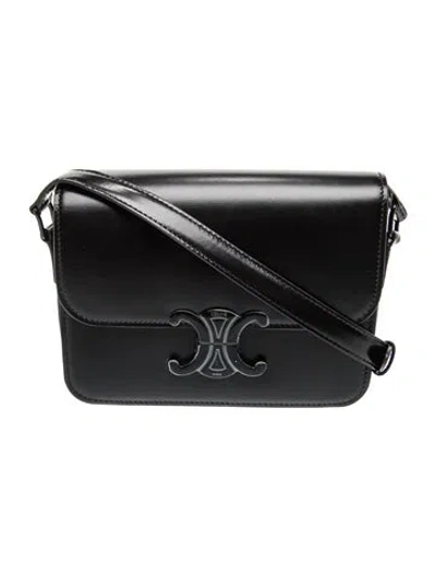 Pre-owned Celine Leather Triomphe Teen In Black