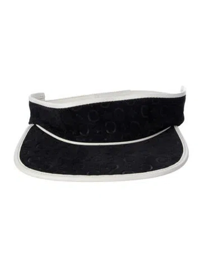 Pre-owned Celine Leather Triomphe Visor In White