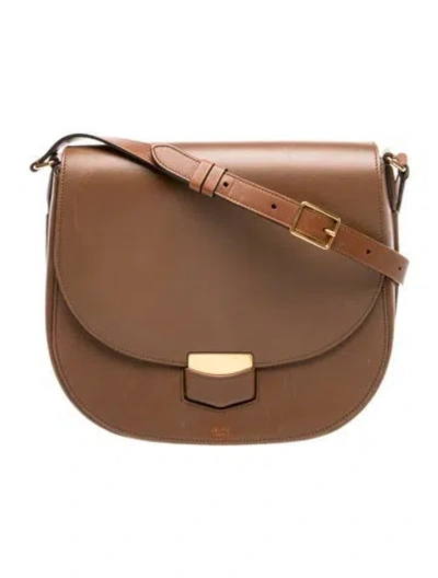 Pre-owned Celine Leather Trotteur Medium In Brown