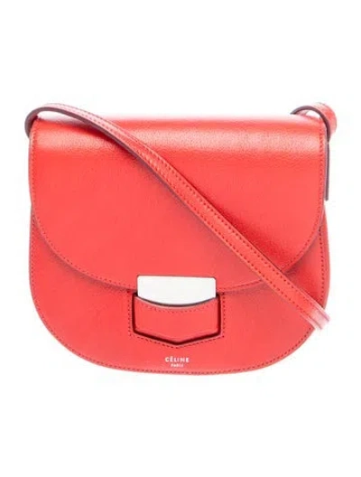 Pre-owned Celine Leather Trotteur Small In Red