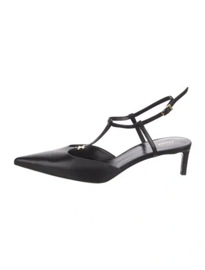 Pre-owned Celine Leather T-strap Pumps In Black
