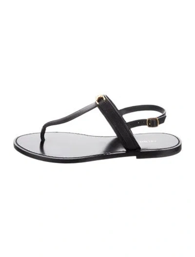 Pre-owned Celine Leather T-strap Sandals In Black