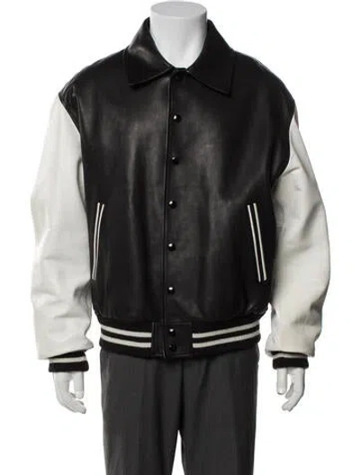 Pre-owned Celine Leather Varsity Jacket W/ Tags In Black