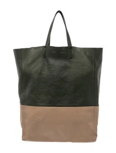 Pre-owned Celine Leather Vertical Cabas In Green