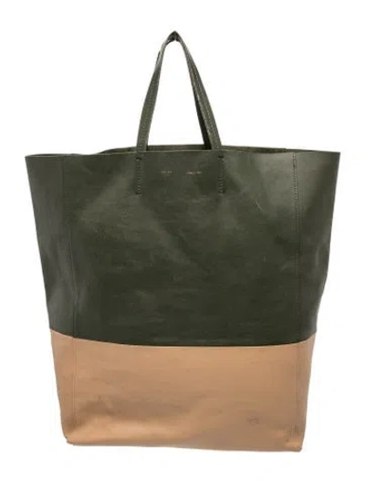 Pre-owned Celine Leather Vertical Cabas In Green