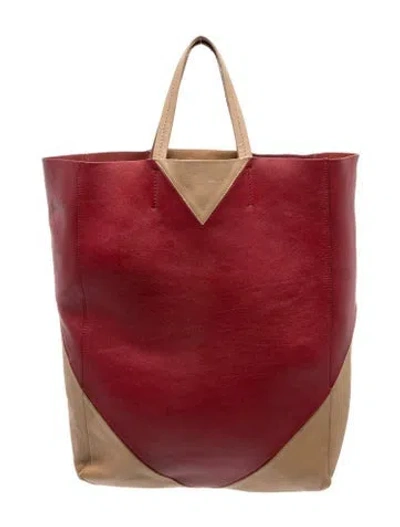 Pre-owned Celine Leather Vertical Cabas In Red