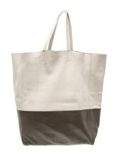 Pre-owned Celine Leather Vertical Cabas Vertical Vintage In Gray