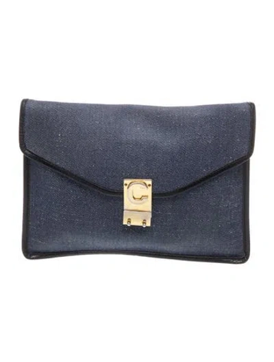 Pre-owned Celine Leather Vintage Clutch In Blue