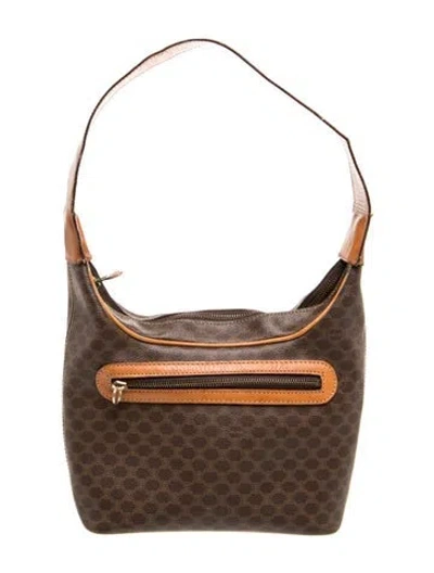 Pre-owned Celine Leather Vintage Macadam Shoulder Bag In Brown