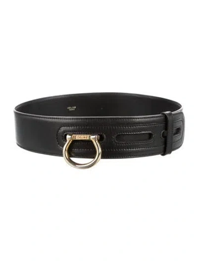 Pre-owned Celine Leather Waist Belt In Black