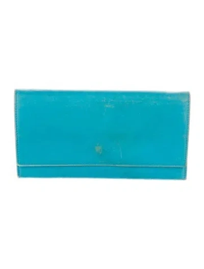 Pre-owned Celine Leather Wallet In Blue