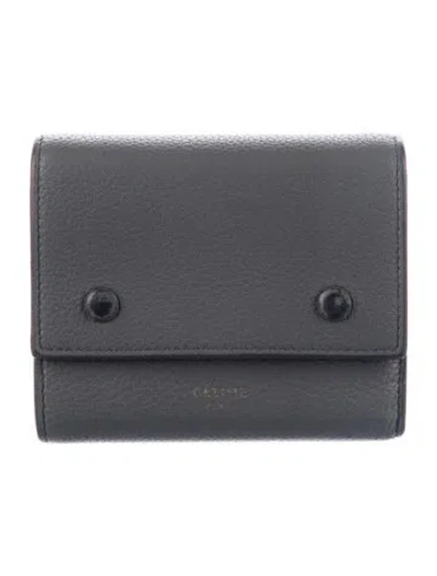 Pre-owned Celine Leather Wallet In Gray