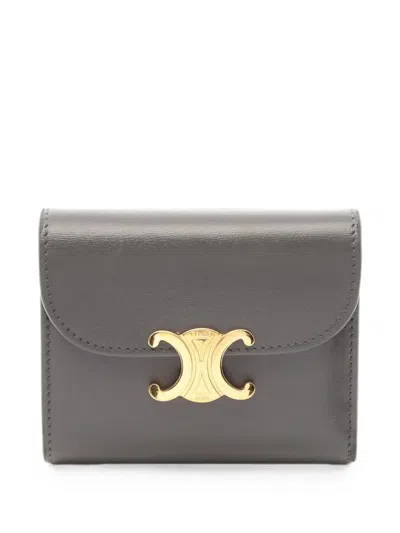 Pre-owned Celine Leather Wallet In Gray