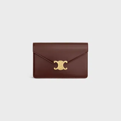 Celine Leather Wallet On Chain Margo In Orange