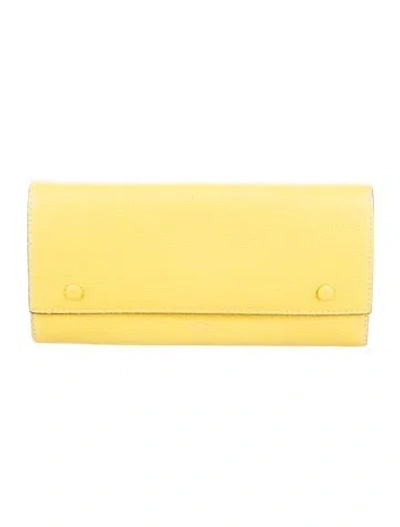 Pre-owned Celine Leather Wallet In Yellow