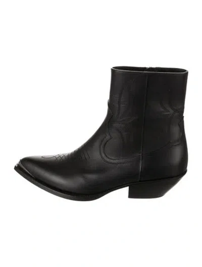 Pre-owned Celine Leather Western Boots In Black
